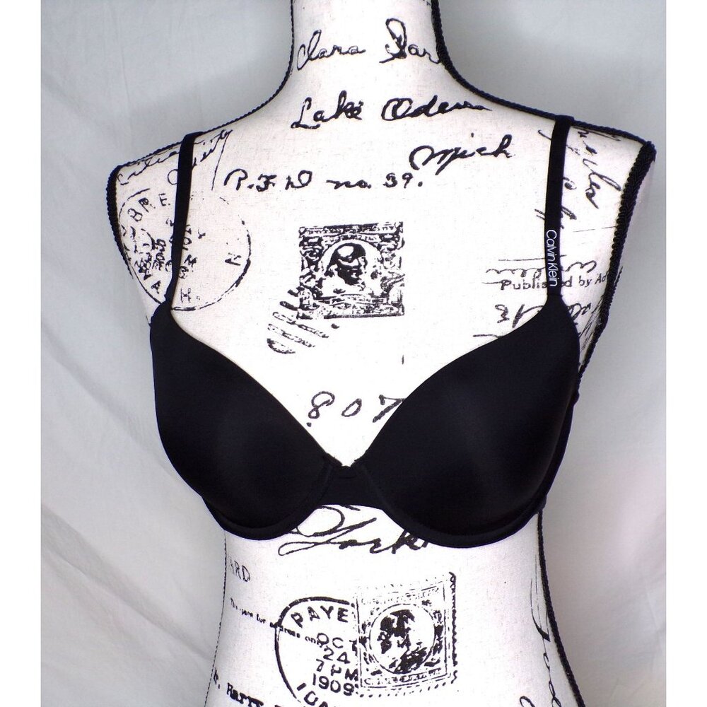 🆕CALVIN KLEIN Convertible Pure Micro Demi T-Shirt Bra 34C Black #QP25860 - Picture 4 of 8